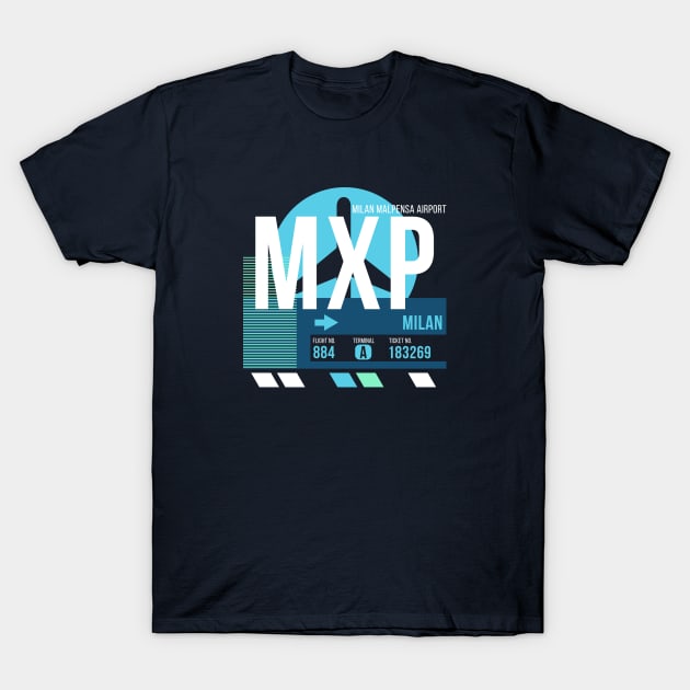 Milan (MXP) Airport // Sunset Baggage Tag T-Shirt by Now Boarding